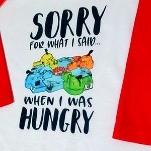 3/$15 Toddler Boy Red Raglan Hungry Hippo Funny Shirt 4T